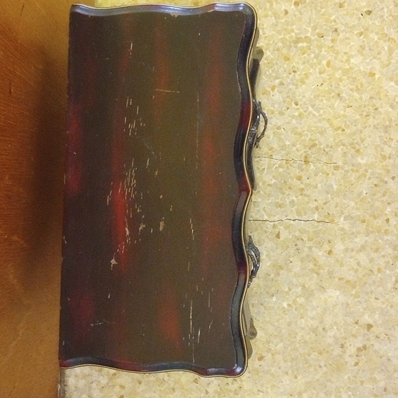 Norleans Vintage Brown Wood Jewelry Box w/ Red Velvet Lined Drawers - Picture 5 of 10